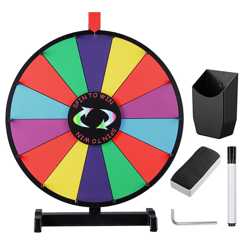 T-sign 12 inch Heavy Duty Spinning Prize Wheel - 10 Slots Color Tabletop