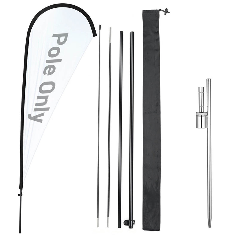 TheDisplayOutlet Teardrop Flag Pole Kit - 10-Pack, Base of Your Choice, 8.8ft Pole+Spike Image