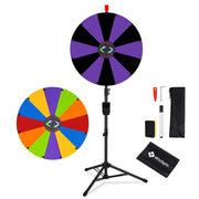 TheDisplayOutlet 24" Portable Modular Prize Wheel with Tripod Stand 12-Slot, Black & Purple Image