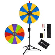 TheDisplayOutlet 24" Portable Modular Prize Wheel with Tripod Stand 12-Slot, Blue & Yellow Image