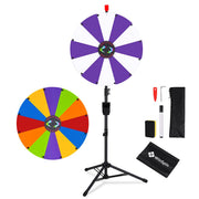 TheDisplayOutlet 24" Portable Modular Prize Wheel with Tripod Stand 12-Slot, Purple & White Image