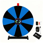 TheDisplayOutlet 24" Prize Wheel with Customizable Slots(12) Trade Show Promo, Black & Blue Image