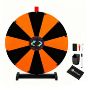 TheDisplayOutlet 24" Prize Wheel with Customizable Slots(12) Trade Show Promo, Black & Orange Image