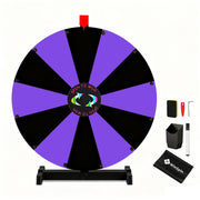 TheDisplayOutlet 24" Prize Wheel with Customizable Slots(12) Trade Show Promo, Black & Purple Image