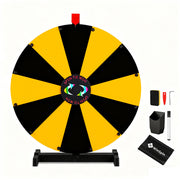 TheDisplayOutlet 24" Prize Wheel with Customizable Slots(12) Trade Show Promo, Black & Yellow Image