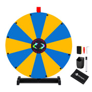 TheDisplayOutlet 24" Prize Wheel with Customizable Slots(12) Trade Show Promo, Blue & Yellow Image