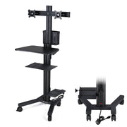 TheDisplayOutlet Dual Monitor Mobile Computer Cart for Telemedicine, Black Image