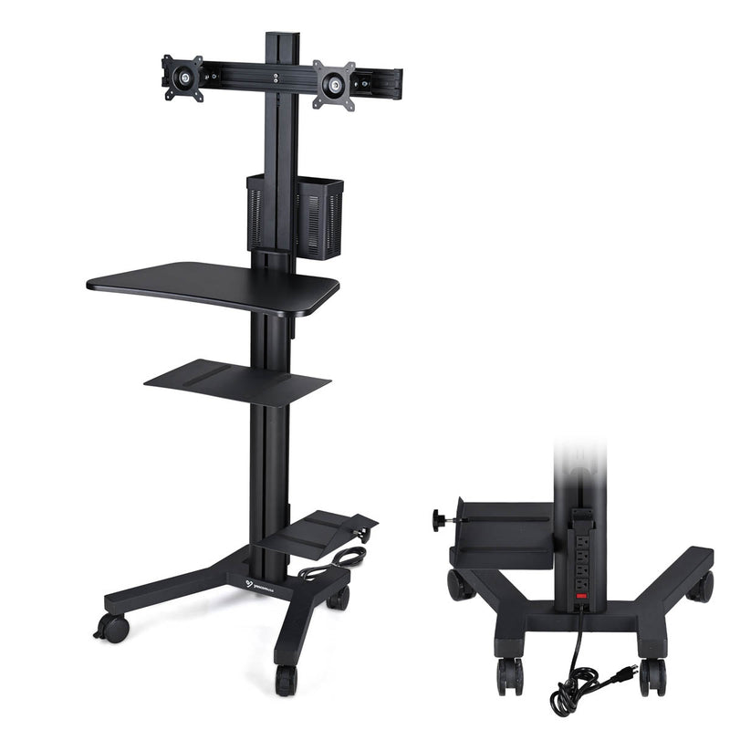 TheDisplayOutlet Dual Monitor Mobile Computer Cart for Telemedicine, Black Image