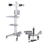 Mobile Computer Cart with Power Dual Monitor Mount