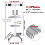 TheDisplayOutlet Mobile Computer Cart with Power Dual Monitor Mount Image