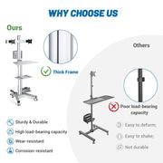 TheDisplayOutlet NexusX Mobile Computer Cart with Drawer, Dual Monitor Mount Image