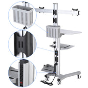 TheDisplayOutlet Mobile Computer Cart with Power Dual Monitor Mount Image