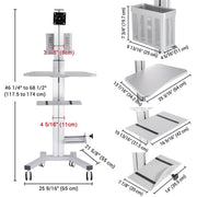 TheDisplayOutlet Rolling Mobile Workstation Computer Cart Sit Stand Image