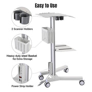 Mobile Medical Laptop Cart with Power Outlet