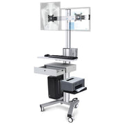 TheDisplayOutlet NexusX Mobile Computer Cart with Drawer, Dual Monitor Mount Image