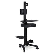 TheDisplayOutlet NexusX Mobile Computer Cart with Locking Drawer (Pull Out), Black Image