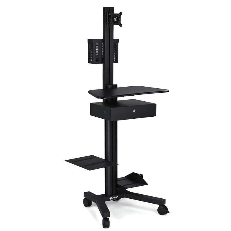 TheDisplayOutlet NexusX Mobile Computer Cart with Locking Drawer (Pull Out), Black Image
