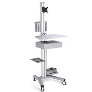 TheDisplayOutlet NexusX Mobile Computer Cart with Locking Drawer (Pull Out), Silver Image