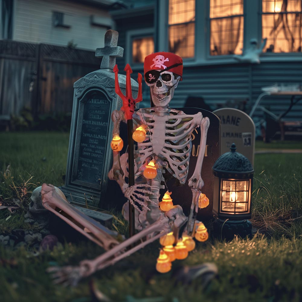 1 Pc Halloween authentic Decor 5 Foot Posable Pirate Skeleton