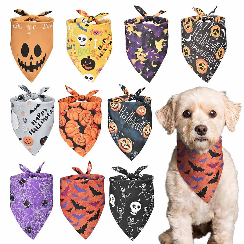 TheDisplayOutlet Large Dog Bandanas Washable Triangle Handkerchief Set of 10 Image