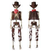 TheDisplayOutlet 5'5" Full Body Cowboy Pirate Skeleton Posable Halloween Decoration Image