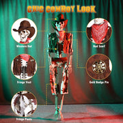 5.4ft Life Size Halloween Cowboy Skeleton Yard Display