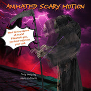 6' Grim Reaper with Scythe Animated Halloween Porch Decor