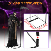 6' Grim Reaper with Scythe Animated Halloween Porch Decor