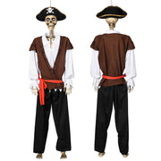 TheDisplayOutlet 5'5" Full Body Cowboy Pirate Skeleton Posable Halloween Decoration Image