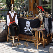 TheDisplayOutlet 5'5" Full Body Cowboy Pirate Skeleton Posable Halloween Decoration Image