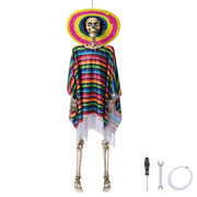 TheDisplayOutlet 5'5" Full Body Cowboy Pirate Skeleton Posable Halloween Decoration, Day of Dead Image