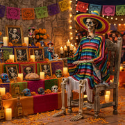 TheDisplayOutlet 5'5" Full Body Cowboy Pirate Skeleton Posable Halloween Decoration Image