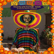 TheDisplayOutlet 5'5" Full Body Cowboy Pirate Skeleton Posable Halloween Decoration Image