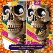 TheDisplayOutlet 5'5" Full Body Cowboy Pirate Skeleton Posable Halloween Decoration Image