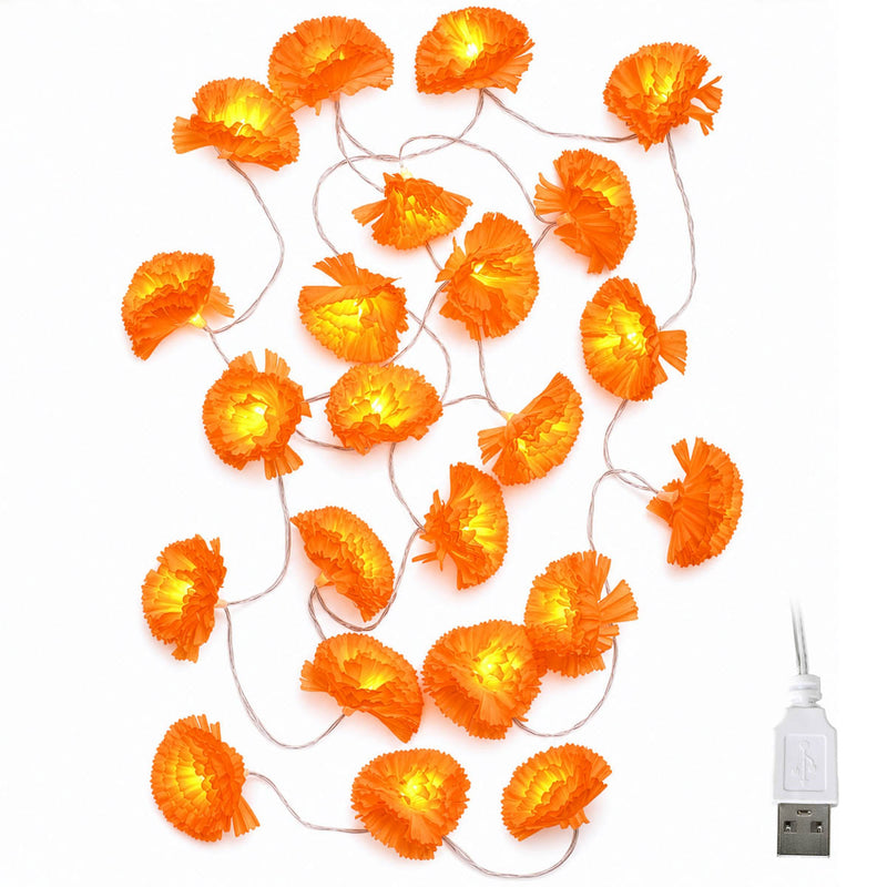 TheDisplayOutlet 20' Marigold Lights 40 LEDs Halloween Garland Day of Dead, 2ct. Image