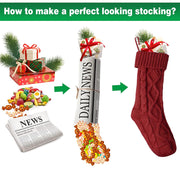 TheDisplayOutlet Knitted Christmas Stockings Set(4) Red Handmade Stockings 18in Image