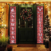 TheDisplayOutlet Christmas Signs Merry Christmas Happy New Year Door Sign 2 PCS Image