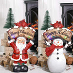 TheDisplayOutlet LED Christmas Figurine 12" Santa Snowman Resin Image