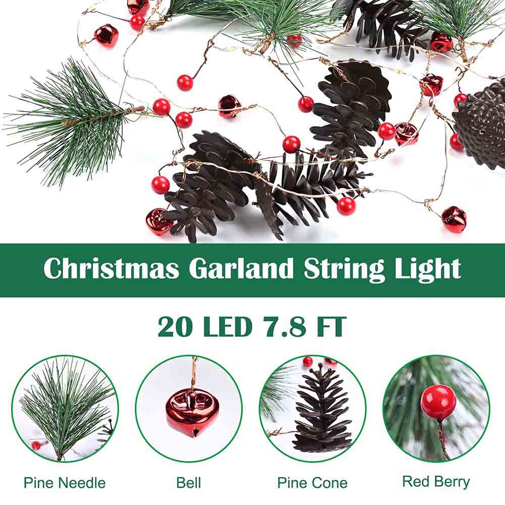 Christmas Garland With Changing LED Lights, Remote, Timer, Dimmer 