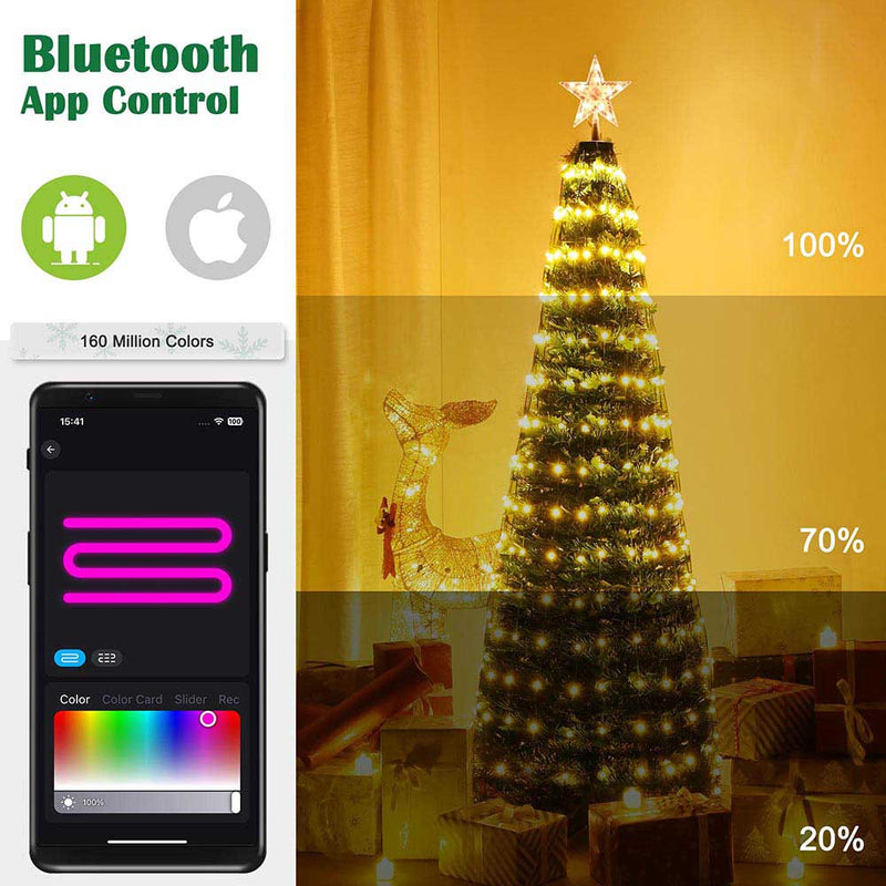 Christmas Tree Outdoor String Lights Bluetooth Remote Control Xmas Tree  Decor