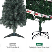 7.5 ft Xmas Tree with Ribbon & Foldable Metal Stand