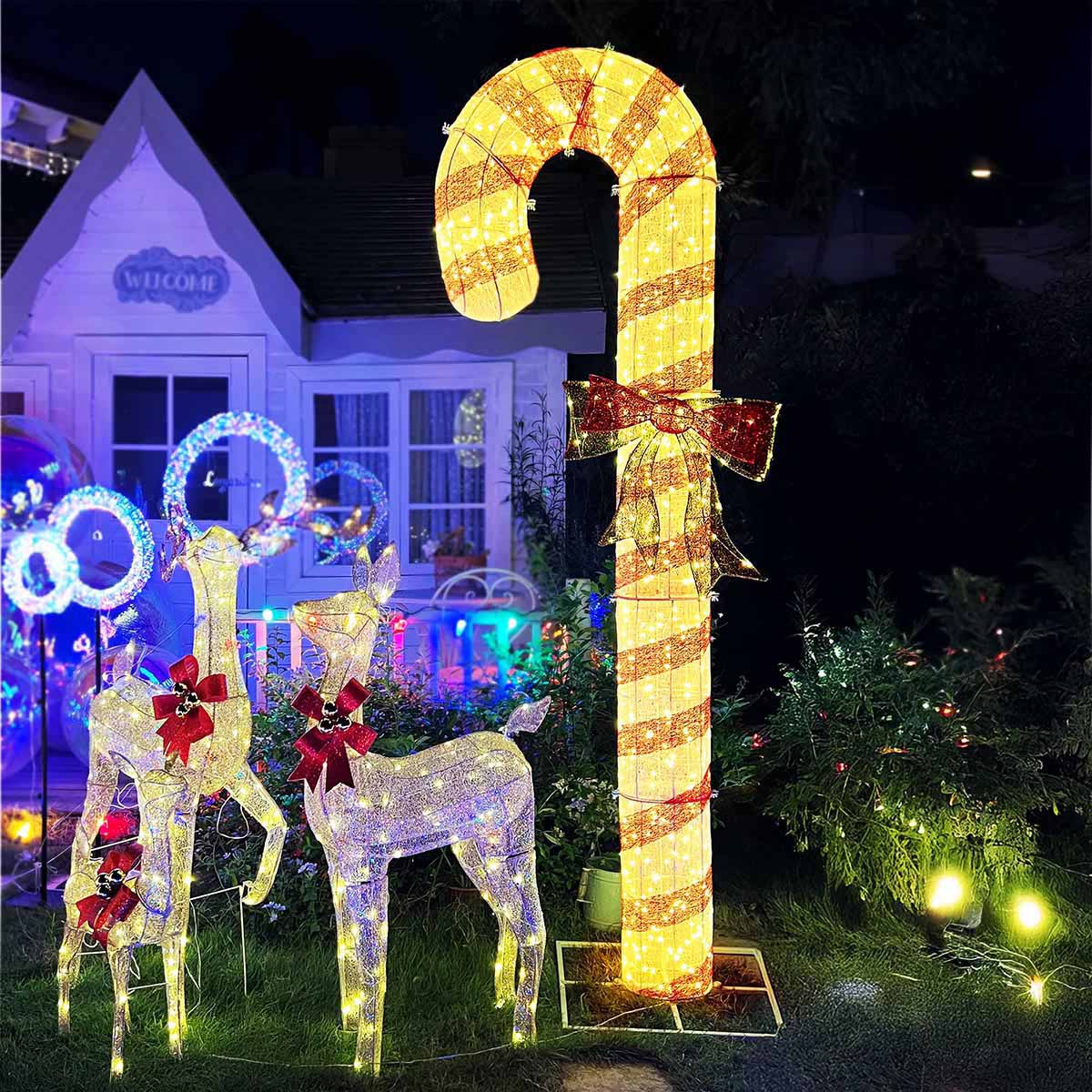 8ft LED Lighted Outdoor Huge Candy Cane Decorations