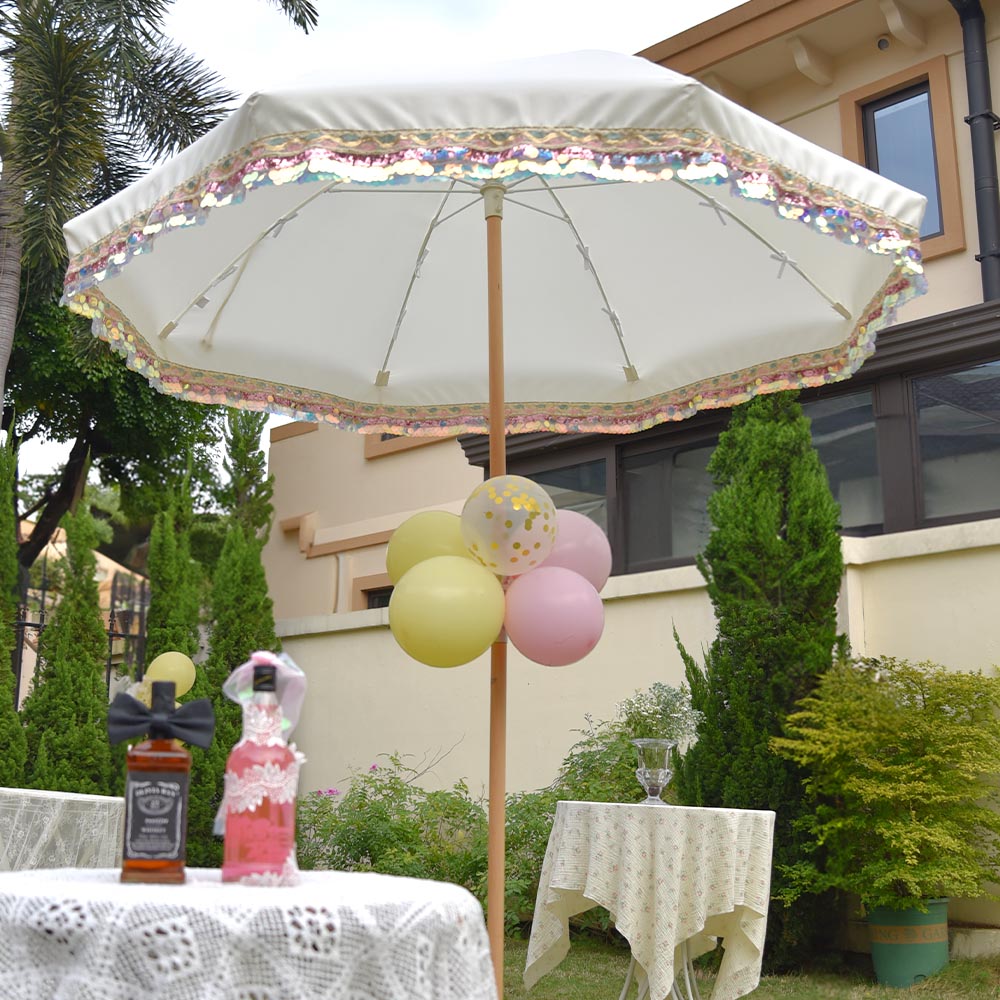 7 beige patio umbrella with tilt Patio Umbrella Tilt Wooden 6ft 8-Rib with Sequin Jazz