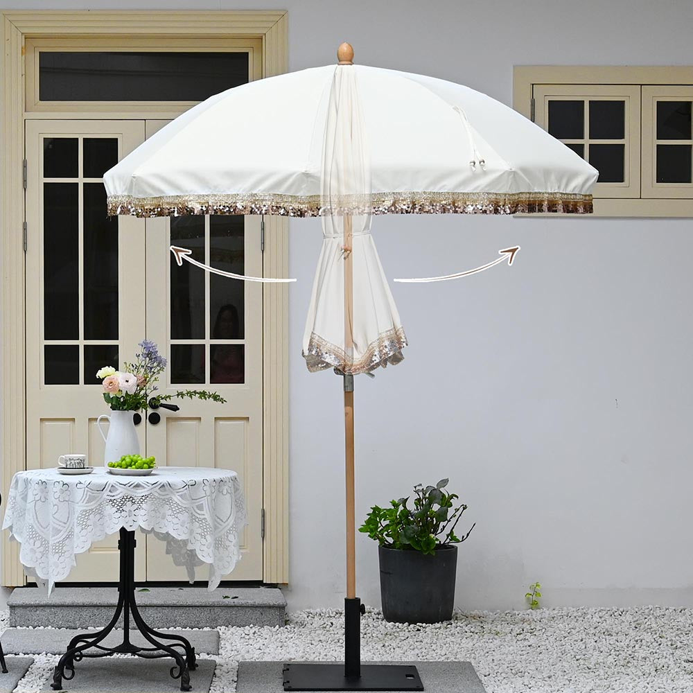6 ft patio table umbrellas Patio Umbrella Tilt Wooden 6ft 8-Rib with Sequin Jazz