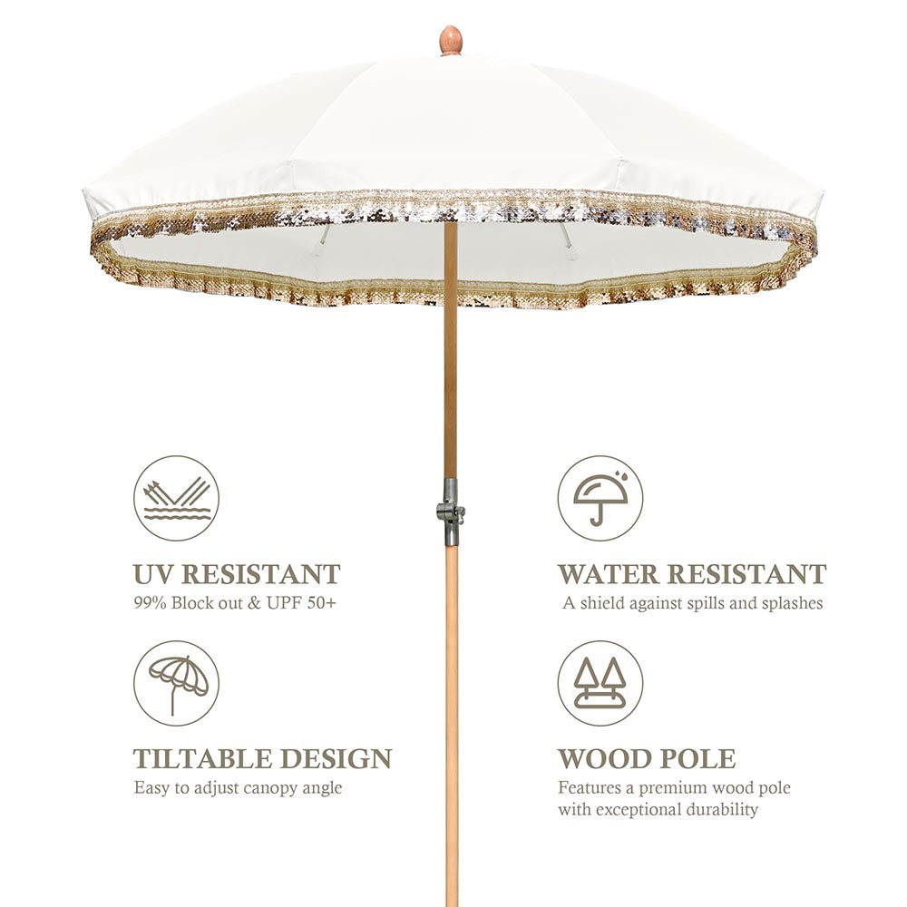 8 patio umbrella with wooden pole Patio Umbrella Tilt Wooden 6ft 8-Rib with Sequin Jazz