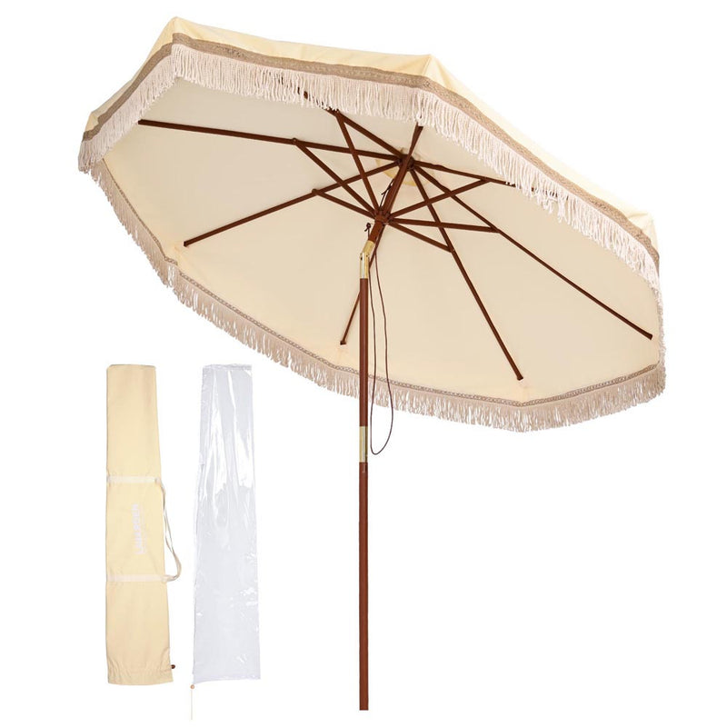 Patio Umbrella Tilt Wooden 9ft 8-Rib 250gsm solution-dyed Canopy