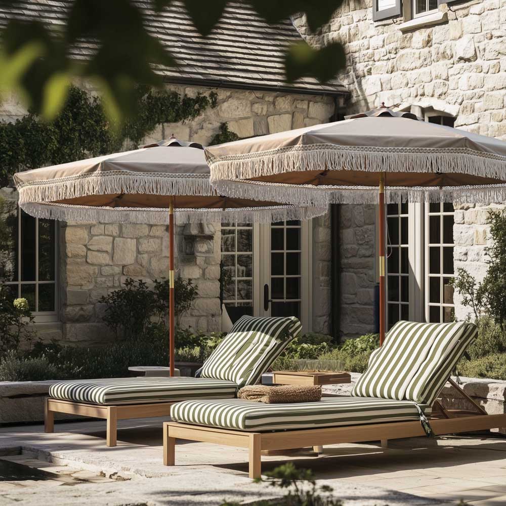 9ft patio umbrella wood Patio Umbrella Tilt Wooden 9ft 8-Rib 250gsm solution-dyed Canopy