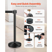 TheDisplayOutlet 35.4" Crowd Control Stanchion Post with Retractable Belt 6ct. Image