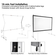 Portable Freestanding Front Projector Screen w/ Legs 120" 16:9