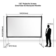 Portable Freestanding Front Projector Screen w/ Legs 135" 16:9